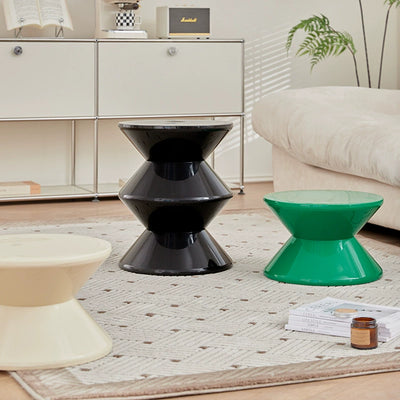 Modern Minimalist Hourglass-Shaped Round PP Side Table 1-Tier For Living Room & Bedroom