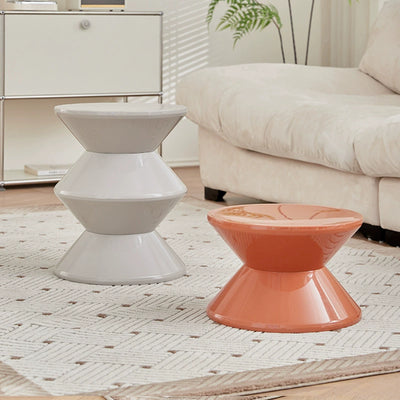 Modern Minimalist Hourglass-Shaped Round PP Side Table 1-Tier For Living Room & Bedroom