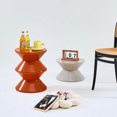Modern Minimalist Hourglass-Shaped Round PP Side Table 1-Tier For Living Room & Bedroom