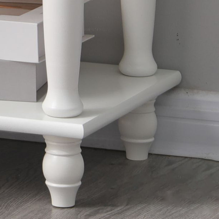 Traditional French Rectangular Turned Legs Solid Wood End Table 2-Tier For Bedroom &amp; Living Room