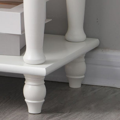 Traditional French Rectangular Turned Legs Solid Wood End Table 2-Tier For Bedroom & Living Room