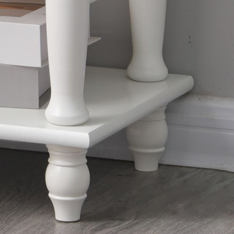 Traditional French Rectangular Turned Legs Solid Wood End Table 2-Tier For Bedroom & Living Room