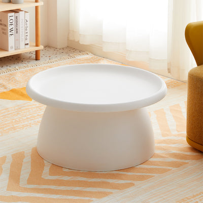 Modern Minimalist Round Mushroom-Shaped PP Coffee Table 1-Tier For Living Room