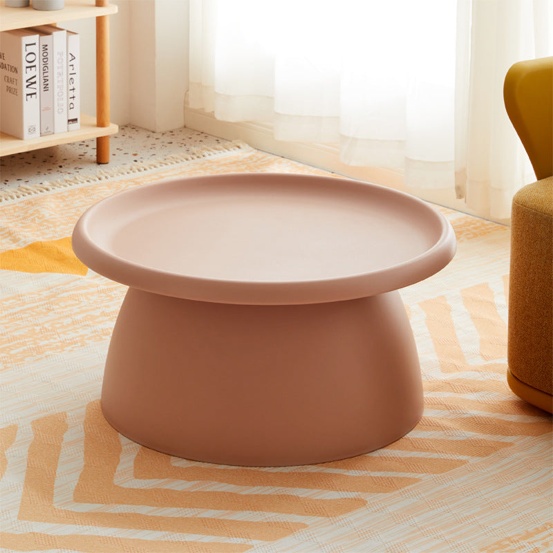 Modern Minimalist Round Mushroom-Shaped PP Coffee Table 1-Tier For Living Room