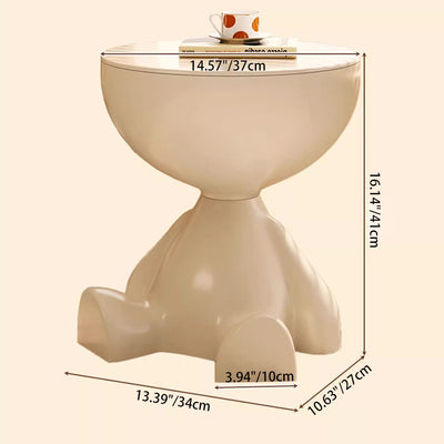Contemporary Creative Round Cartoon Character Design Plastic Side Table 1-Storage For Living Room