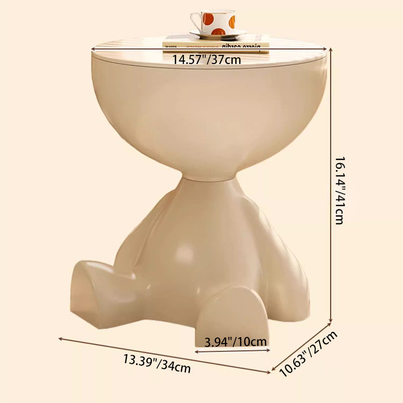 Contemporary Creative Round Cartoon Character Design Plastic Side Table 1-Storage For Living Room
