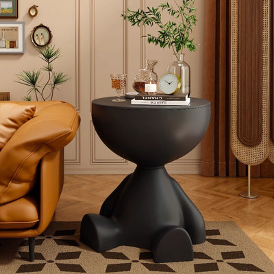 Contemporary Creative Round Cartoon Character Design Plastic Side Table 1-Storage For Living Room