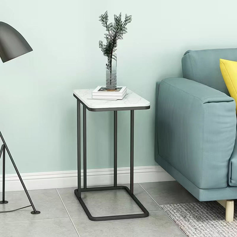 Modern Minimalist Rectangular Rounded-Edge MDF Iron Side Table 1-Tier For Living Room
