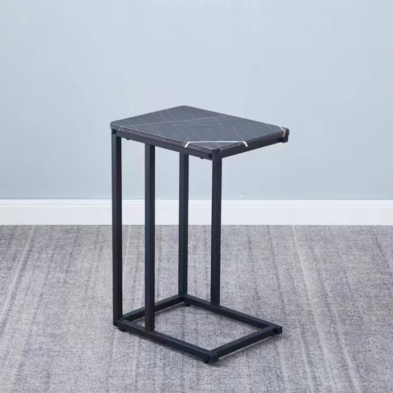Modern Minimalist Rectangular Rounded-Edge MDF Iron Side Table 1-Tier For Living Room