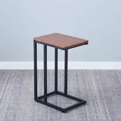 Modern Minimalist Rectangular Rounded-Edge MDF Iron Side Table 1-Tier For Living Room