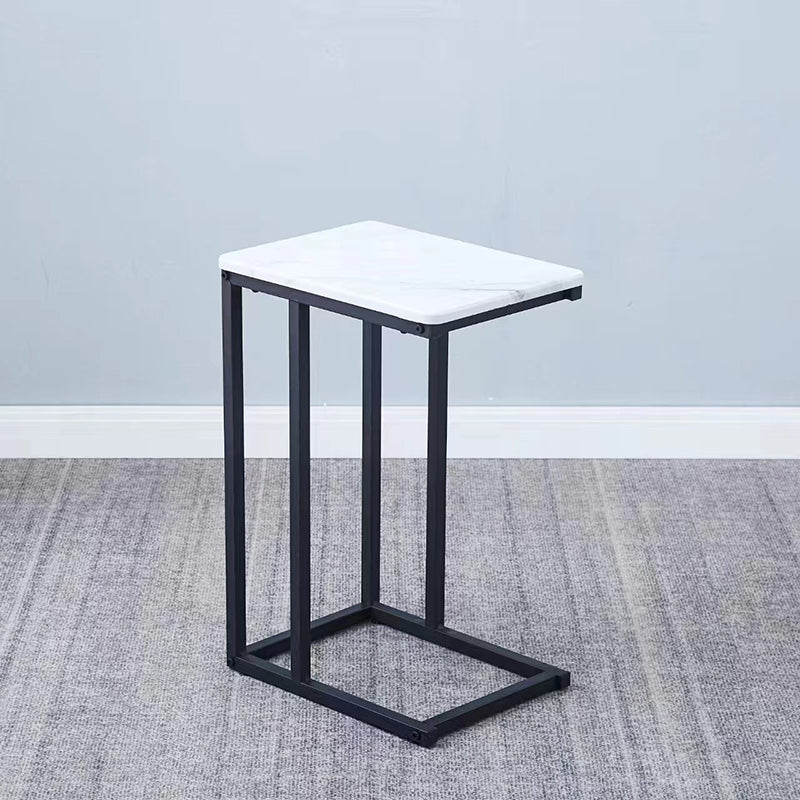 Modern Minimalist Rectangular Rounded-Edge MDF Iron Side Table 1-Tier For Living Room