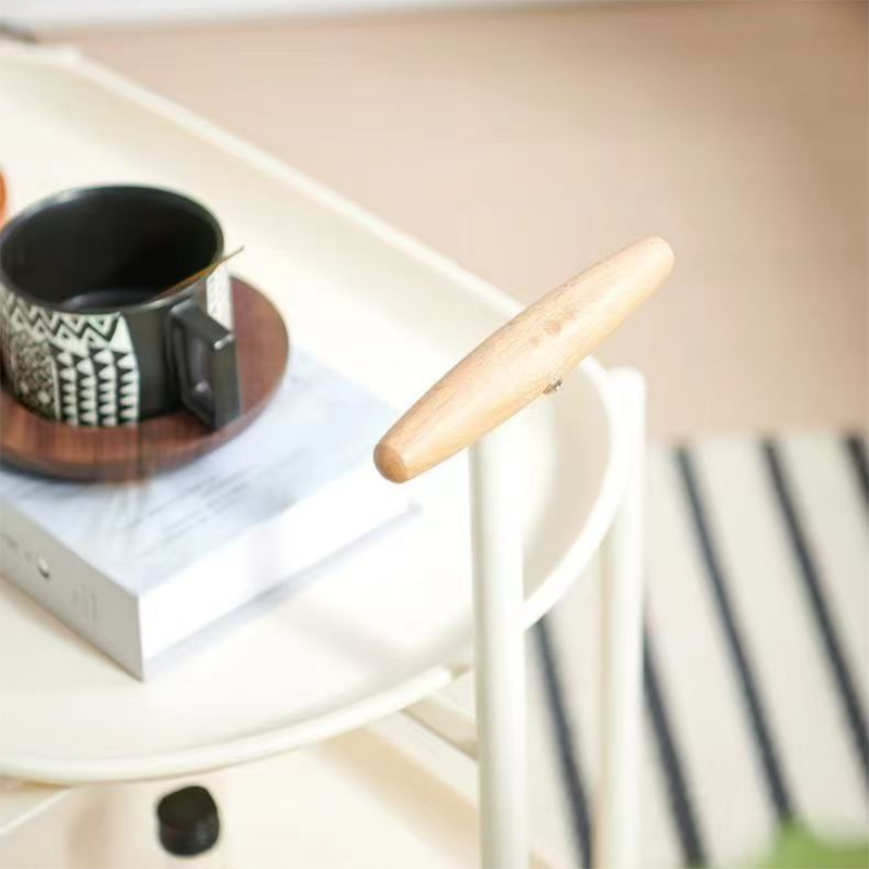 Modern Minimalist Round Oval Carbon Steel PP Movable Side Table 2-Tier For Living Room