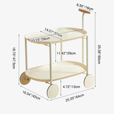Modern Minimalist Round Oval Carbon Steel PP Movable Side Table 2-Tier For Living Room