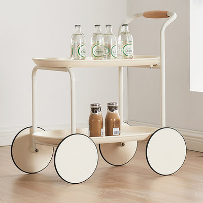 Modern Minimalist Round Oval Carbon Steel PP Movable Side Table 2-Tier For Living Room