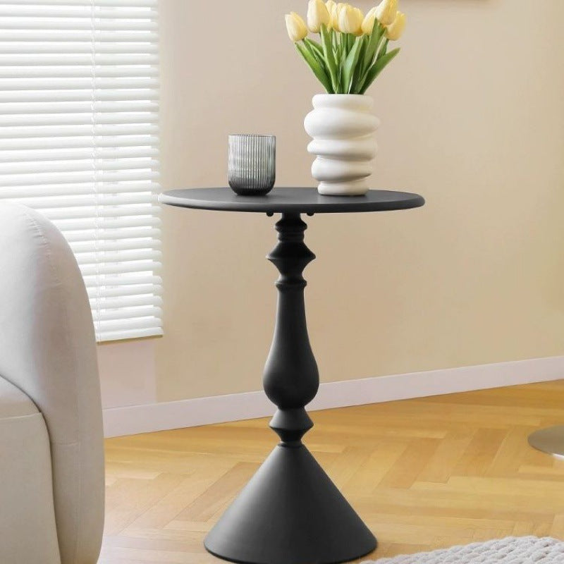 Modern Minimalist Round Wrought Iron End Table 1-Tier For Living Room