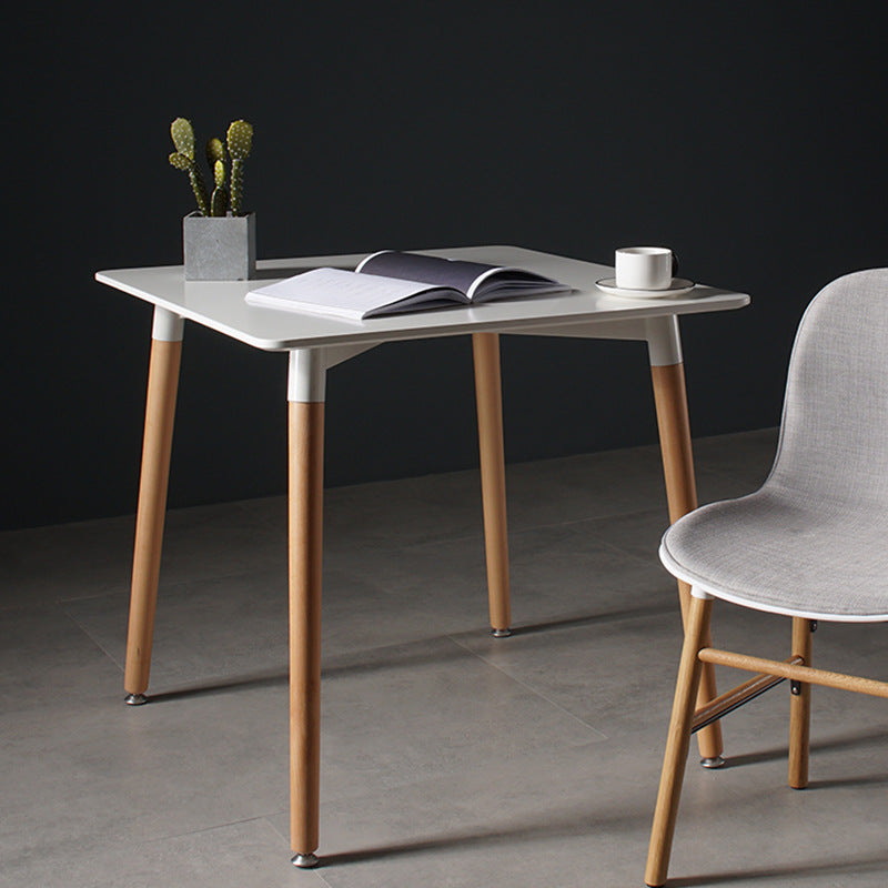 Modern Minimalist Square MDF Beech Wood Dining Table For 4 Seats - For Small Space