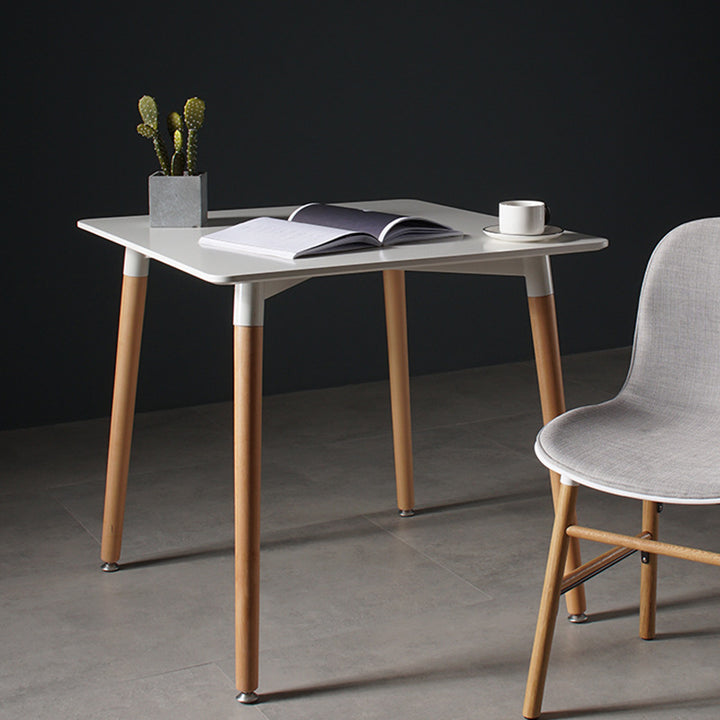 Modern Minimalist Square MDF Beech Wood Dining Table For 4 Seats - For Small Space
