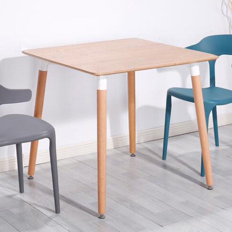 Modern Minimalist Square MDF Beech Wood Dining Table For 4 Seats - For Small Space