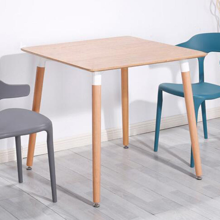 Modern Minimalist Square MDF Beech Wood Dining Table For 4 Seats - For Small Space