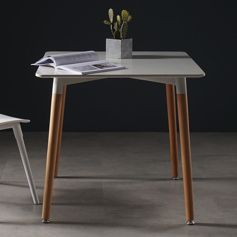 Modern Minimalist Square MDF Beech Wood Dining Table For 4 Seats - For Small Space
