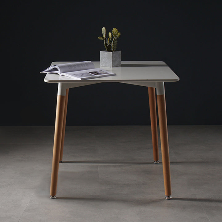 Modern Minimalist Square MDF Beech Wood Dining Table For 4 Seats - For Small Space