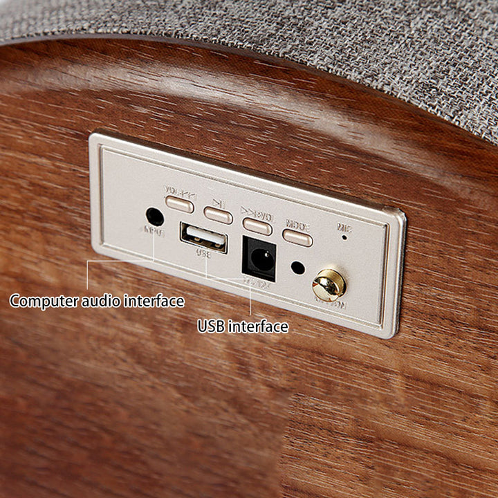 Contemporary Nordic Round MDF Solid Wood Linen Smart End Table Battery &amp; Plug-in With Bluetooth Speaker Wireless Charging For Living Room &amp; Bedroom