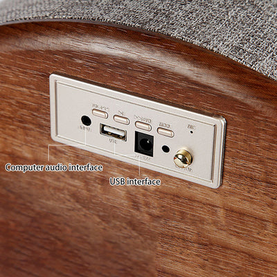 Contemporary Nordic Round MDF Solid Wood Linen Smart End Table Battery & Plug-in With Bluetooth Speaker Wireless Charging For Living Room & Bedroom