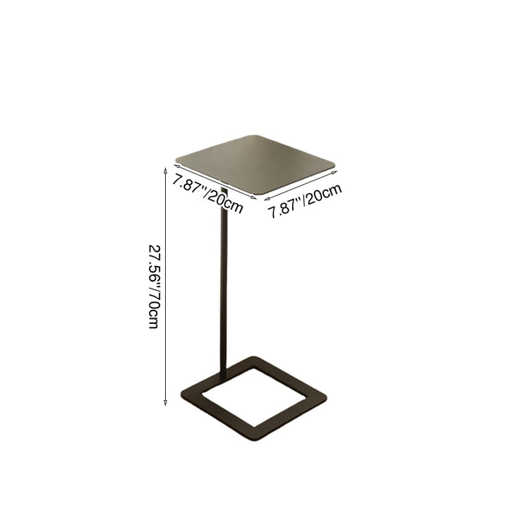 Modern Minimalist Square Rounded-Corner Wrought Iron Side Table 1-Tier For Living Room