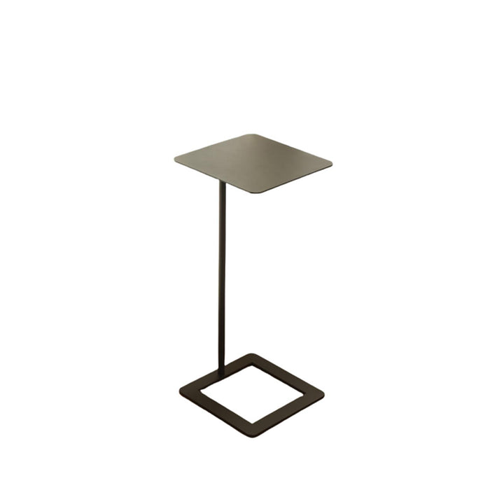 Modern Minimalist Square Rounded-Corner Wrought Iron Side Table 1-Tier For Living Room