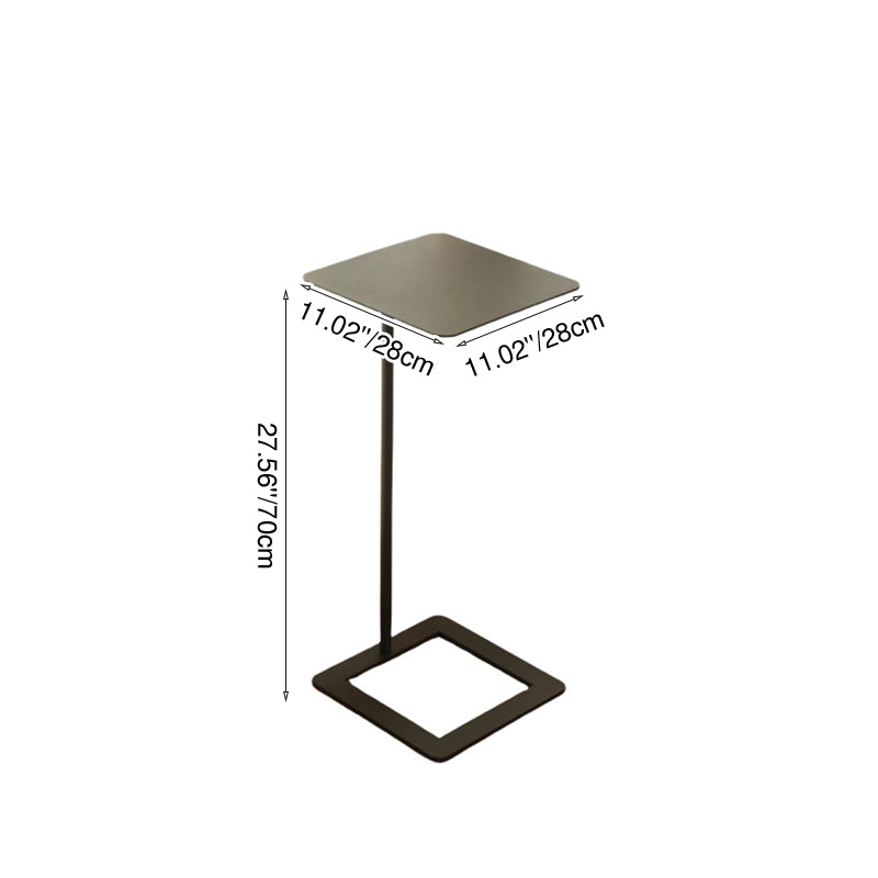 Modern Minimalist Square Rounded-Corner Wrought Iron Side Table 1-Tier For Living Room