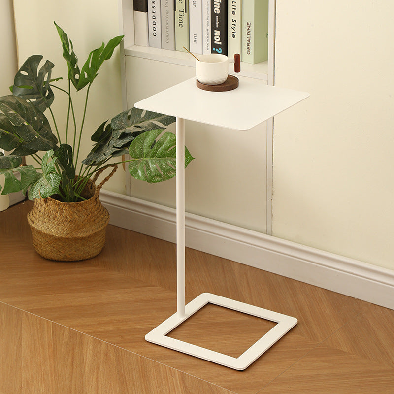 Modern Minimalist Square Rounded-Corner Wrought Iron Side Table 1-Tier For Living Room