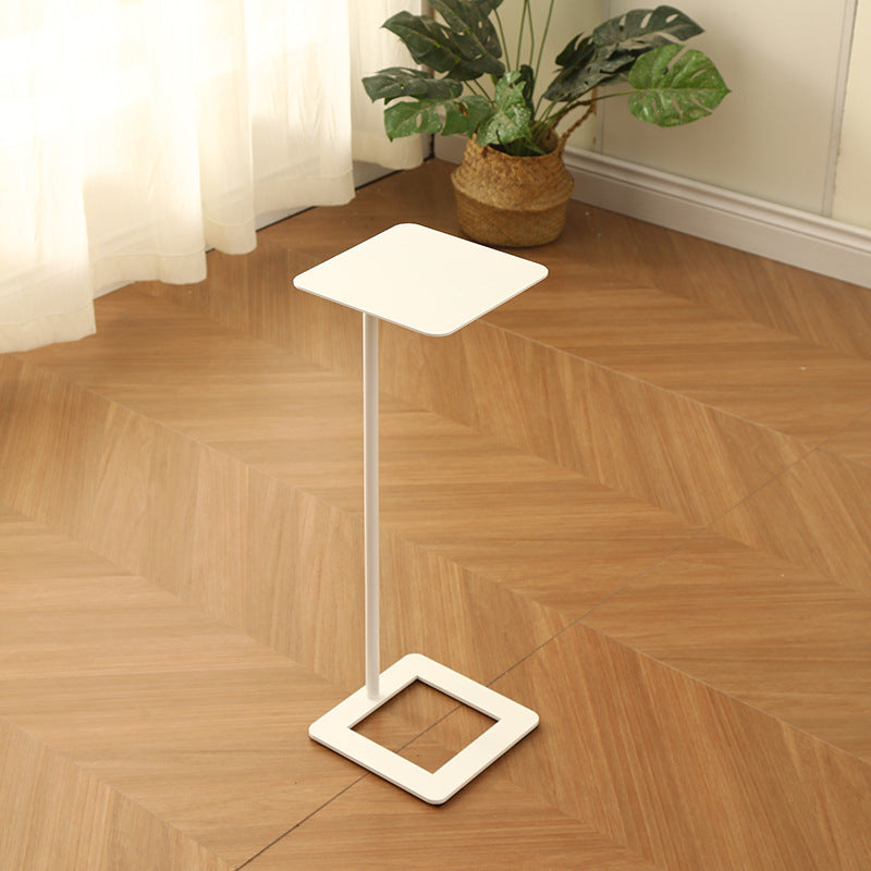 Modern Minimalist Square Rounded-Corner Wrought Iron Side Table 1-Tier For Living Room