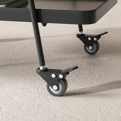 Modern Minimalist Rectangular Wrought Iron Movable Side Table 2-Tier For Living Room