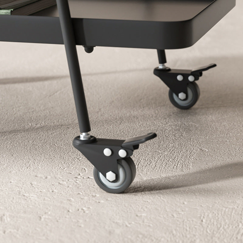 Modern Minimalist Rectangular Wrought Iron Movable Side Table 2-Tier For Living Room