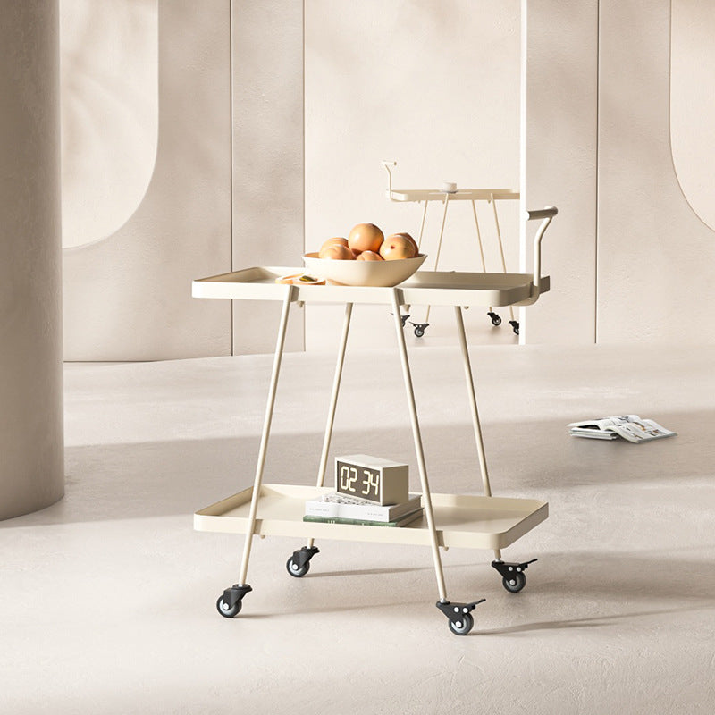 Modern Minimalist Rectangular Wrought Iron Movable Side Table 2-Tier For Living Room