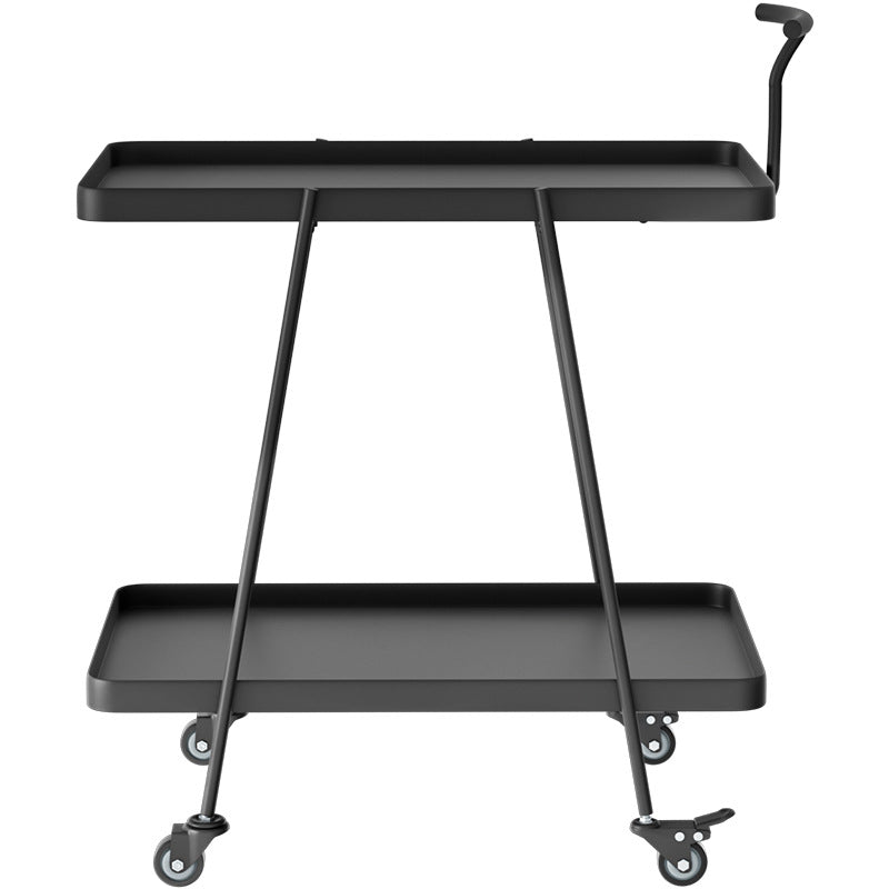 Modern Minimalist Rectangular Wrought Iron Movable Side Table 2-Tier For Living Room