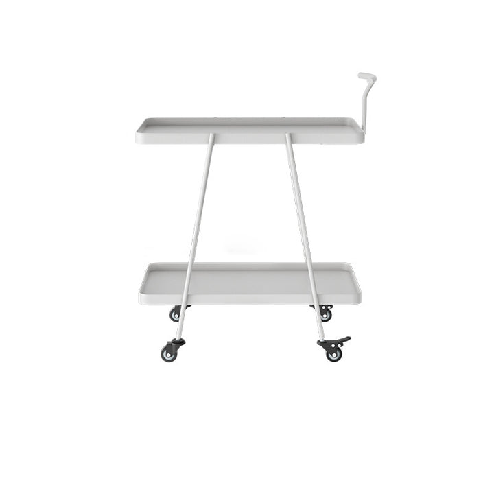 Modern Minimalist Rectangular Wrought Iron Movable Side Table 2-Tier For Living Room