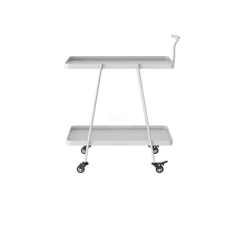 Modern Minimalist Rectangular Wrought Iron Movable Side Table 2-Tier For Living Room