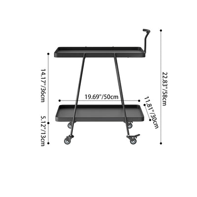 Modern Minimalist Rectangular Wrought Iron Movable Side Table 2-Tier For Living Room