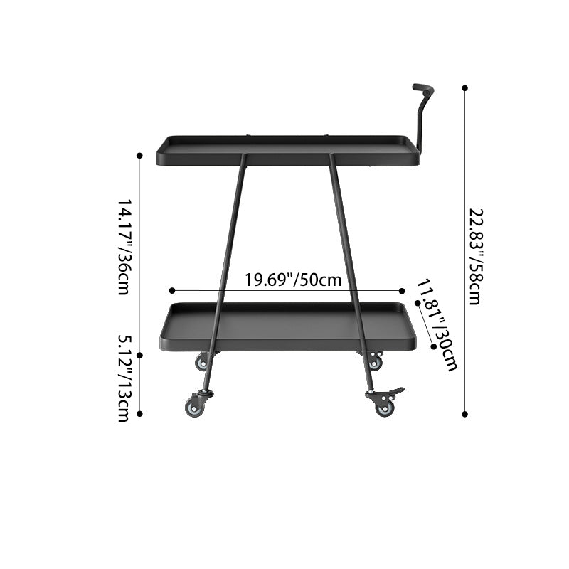 Modern Minimalist Rectangular Wrought Iron Movable Side Table 2-Tier For Living Room