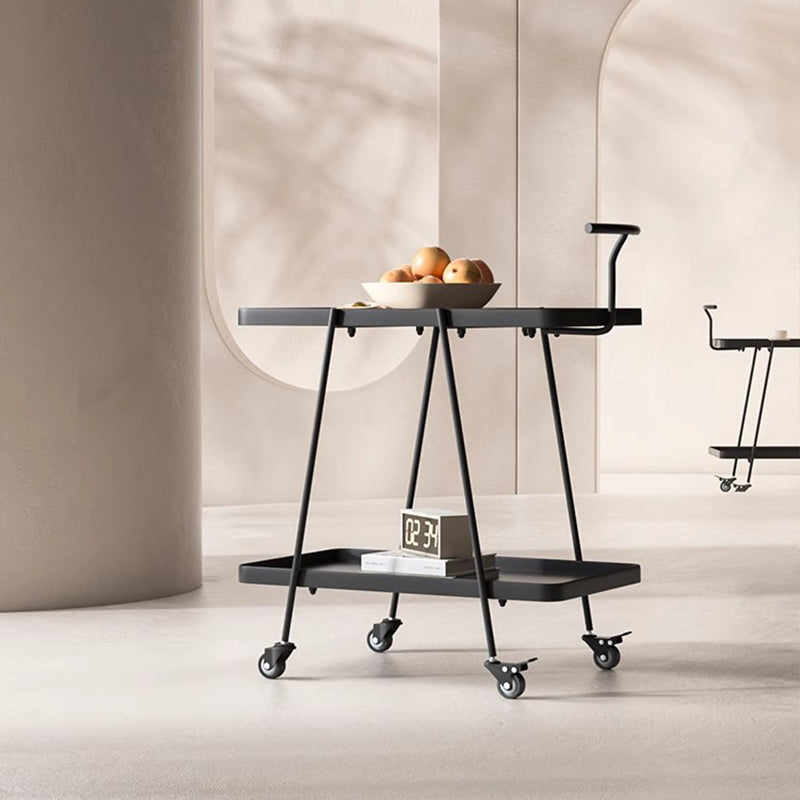 Modern Minimalist Rectangular Wrought Iron Movable Side Table 2-Tier For Living Room