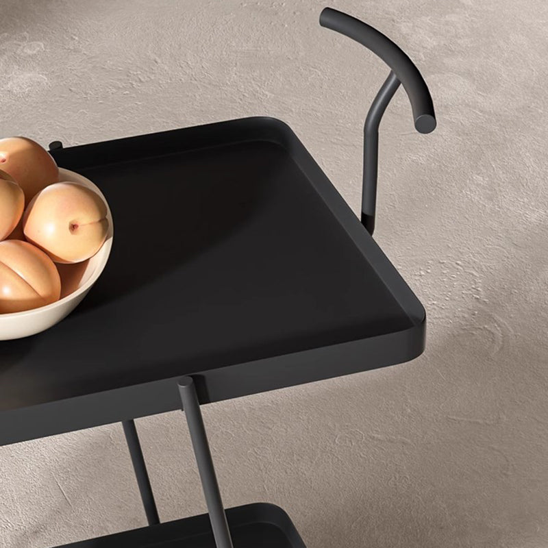 Modern Minimalist Rectangular Wrought Iron Movable Side Table 2-Tier For Living Room