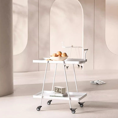 Modern Minimalist Rectangular Wrought Iron Movable Side Table 2-Tier For Living Room