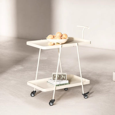 Modern Minimalist Rectangular Wrought Iron Movable Side Table 2-Tier For Living Room