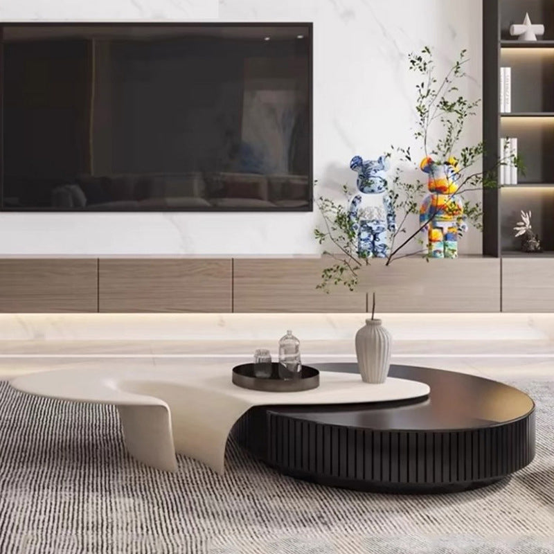 Modern Minimalist Oval Round Bottle Cap Design Fiberglass Coffee Table Set 1-Tier For Living Room