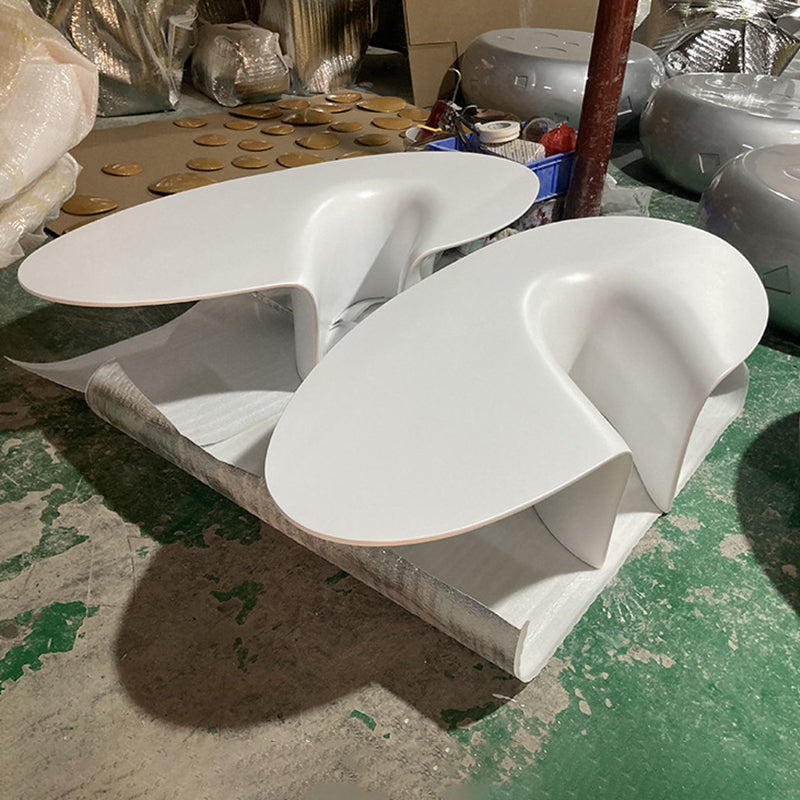 Modern Minimalist Oval Round Bottle Cap Design Fiberglass Coffee Table Set 1-Tier For Living Room