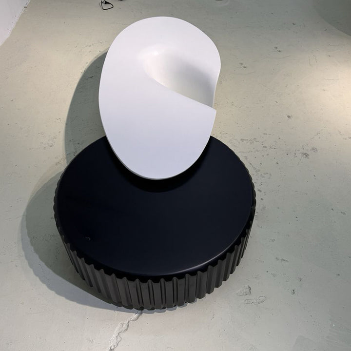 Modern Minimalist Oval Round Bottle Cap Design Fiberglass Coffee Table Set 1-Tier For Living Room