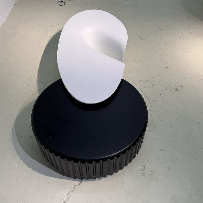 Modern Minimalist Oval Round Bottle Cap Design Fiberglass Coffee Table Set 1-Tier For Living Room