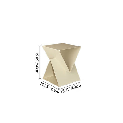 Modern Minimalist Triangular Square Wrought Iron Galvanized Side Table 2-Storage For Living Room