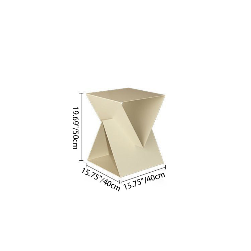 Modern Minimalist Triangular Square Wrought Iron Galvanized Side Table 2-Storage For Living Room